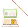 Ghasitaram Gifts Rakhi Gifts for Brothers Diet Chiwda Namkeen Abd Sugarfree Mawa Peda Hamper with Pearl Rakhi view 1
