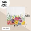 100 Pack Floral Paper Napkins, Disposable Serviettes for Bridal Shower, Afternoon Tea Party Supplies, English Garden Party Decorations, 33cm x 33cm view 4