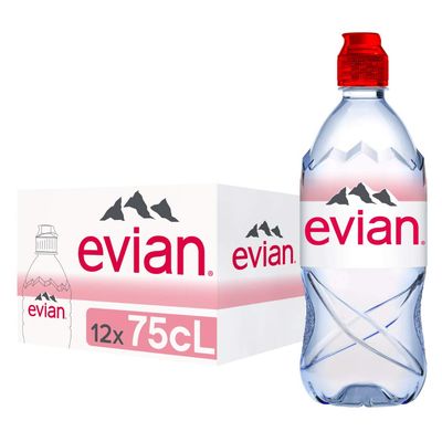 Evian PET Natural Water, 750 ml, 12 Pieces