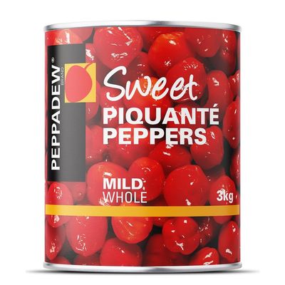 Peppadew Peppers, Sweet Whole Piquant Peppers, Vegan, Gluten Free, Mild Spice, Ideal for Food Service, Bar Snacks and Nibbles, 3kg Can