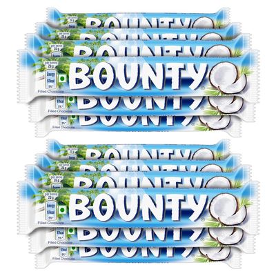 Bounty Coconut Chocolate Bar, Coconut-Filled Chocolates, Soft and Delicate Coconut in the Centre, Premium Chocolates to Share, Pack of 12.684 g