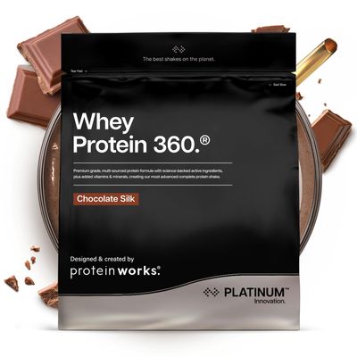 Protein Works | Whey Protein 360 - Platinum Innovation, Premium Whey Protein Blend, Electrolytes, Probiotics, Digestive Enzymes, 26 Vitamins & Minerals, Chocolate Silk, 34 Servings, 1.2lg