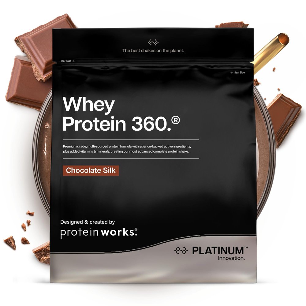 Protein Works | Whey Protein 360 - Platinum Innovation, Premium Whey Protein Blend, Electrolytes, Probiotics, Digestive Enzymes, 26 Vitamins & Minerals, Chocolate Silk, 17 Servings, 600g