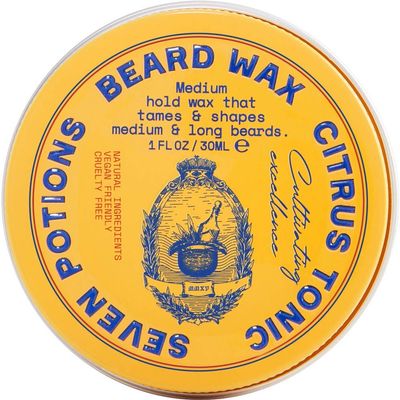 Seven Potions Beard Wax for Men  Medium Hold Styling Wax to Shape And Nourish Your Beard  All-Natural, Vegan, Cruelty Free  Citrus Tonic (30 ml)