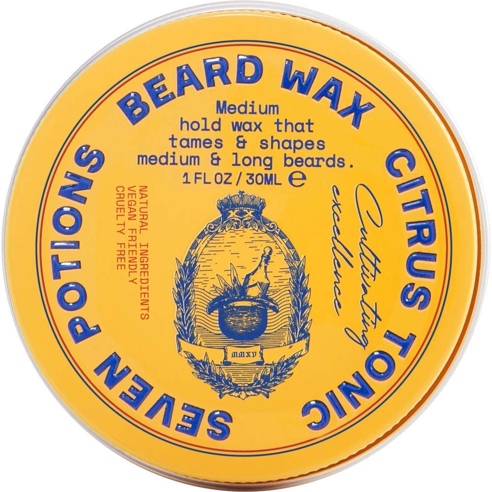 Seven Potions Beard Wax for Men  Medium Hold Styling Wax to Shape And Nourish Your Beard  All-Natural, Vegan, Cruelty Free  Citrus Tonic (30 ml)