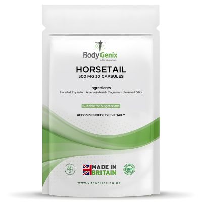 Bodygenix Horsetail 500mg Capsules for Natural Silica & Beauty Care - 30