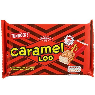 3 x TUNNOCK'S Caramel Log Wafers with Roasted Coconut 5 Pack (5 x 32g)