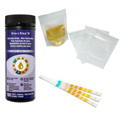 100 x 10 Parameter Professional/GP Urinalysis Multisticks Urine Strip Test Stick Strips - pH/Glucose/Ketone/Liver & Kidney Infection + 10 Urine Specimen Bag