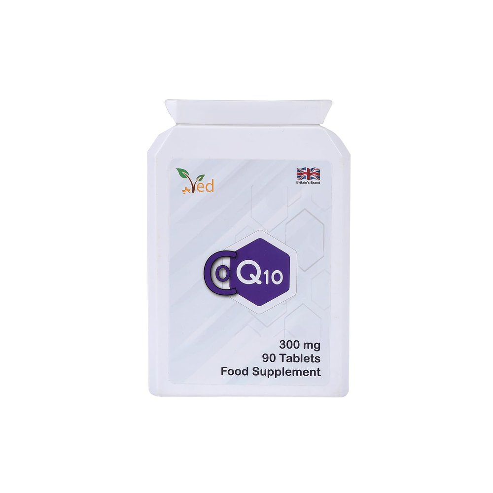 VED Ubiquinone Coenzyme Q10 300 mg Supplement, 90 Vegan CoQ10 Tablets, Super Strength Vegan Friendly Naturally Fermented CoQ10 Supplement, Non-GMO, 3 Months Supply.