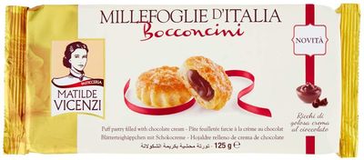 Matilde Vicenzi 3 x Millefoglie Bocconcini Italien Puff Ptisserie Biscuits Cookies avec crme de Chocolat 125 g Depuis 1905.