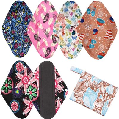 6PCS Extra Large 14 Inch Cloth Menstrual Pads for Night, Washable Sanitary Towels Heavy Flow Reusable Pads for Postpartum Nursing Pads (XL 14inch)