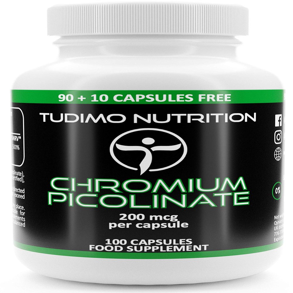 Chromium Picolinate 200mcg Capsules - 100 pcs (3+ Month Supply) of Rapidly Disintegrating Capsules, Each with 200 mcg of Premium Quality Chromium Powder