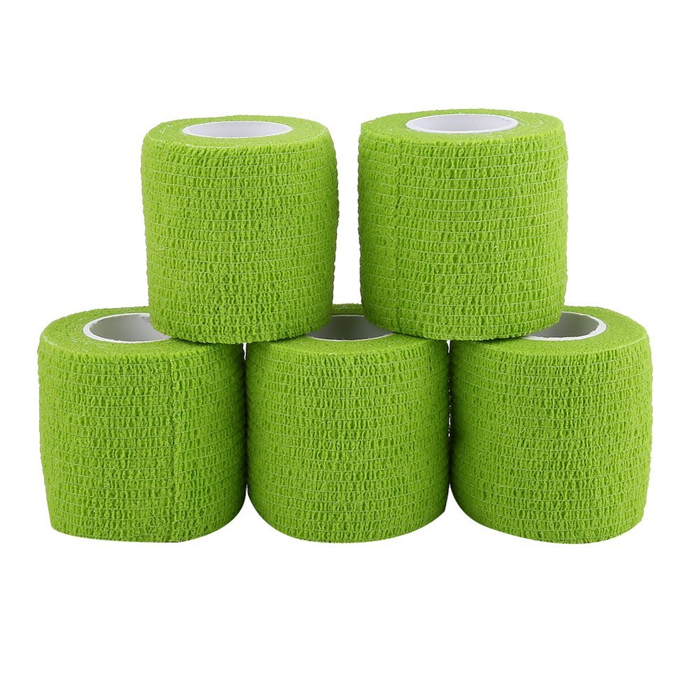 5 Rolls/Set Self Adhesive Bandage Tape Waterproof Adhering Stick Bandage Self Grip Roll Stretch Athletic Tape for Ankle Sprains & Swelling(Green)