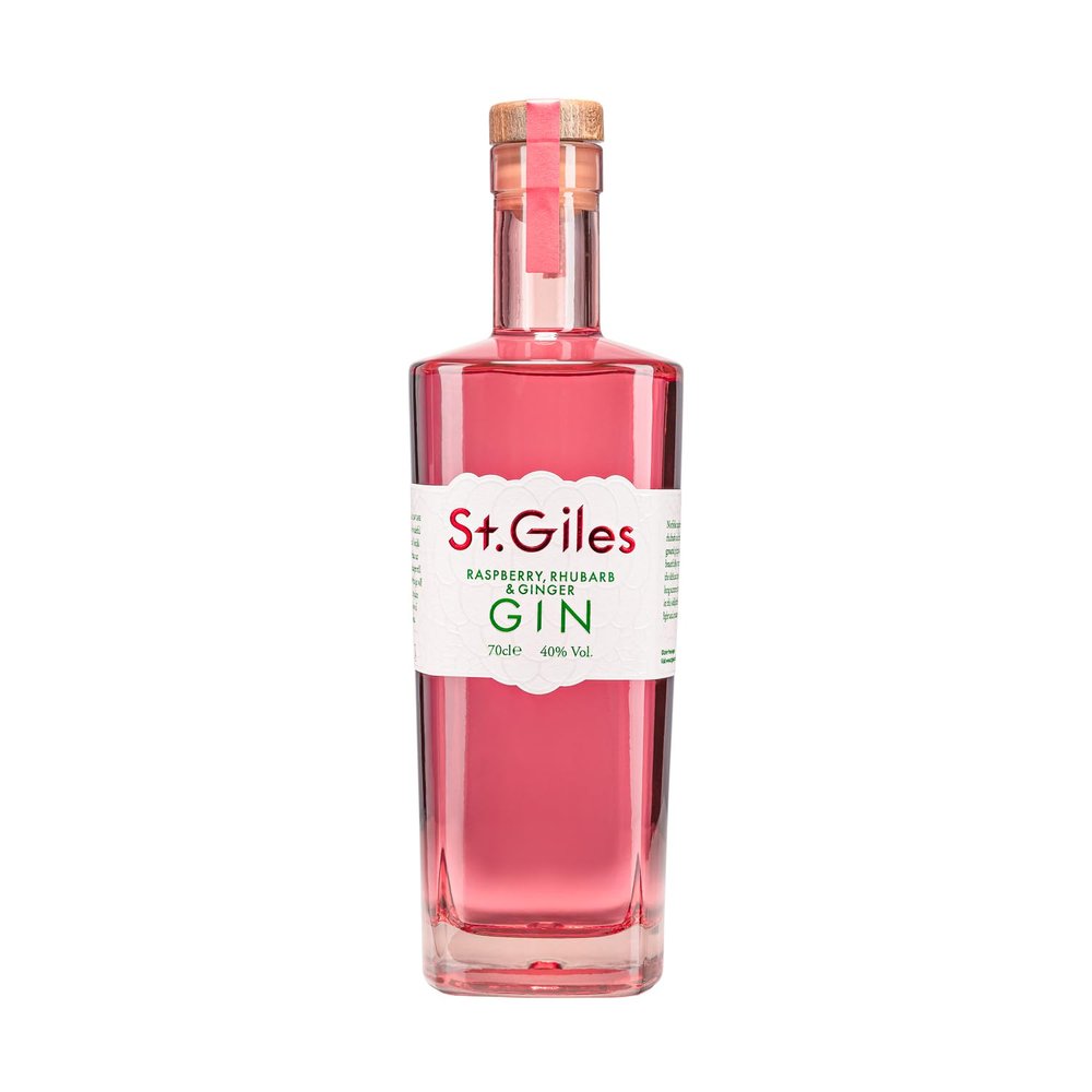 St Giles Raspberry Rhubarb & Ginger Gin 40% ABV 70cl Distilled 5 Times Made With Fresh Fruit - Enjoy The Raspberry Infusion