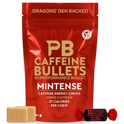 Caffeine Bullet Energy Gel Upgrade - Mint Chews *16  Faster Boost Than Tablets and Gum. 100mg Per Serving - Sport Science for Running, Cycling, Gaming & Pre Workout Endurance Kick.