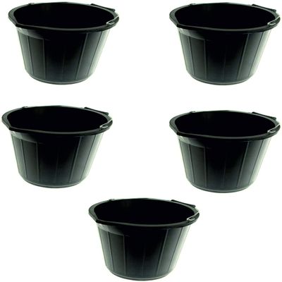 10 x Black Builders Bucket Plastic 12 Litre 12L Strong Water Mixing