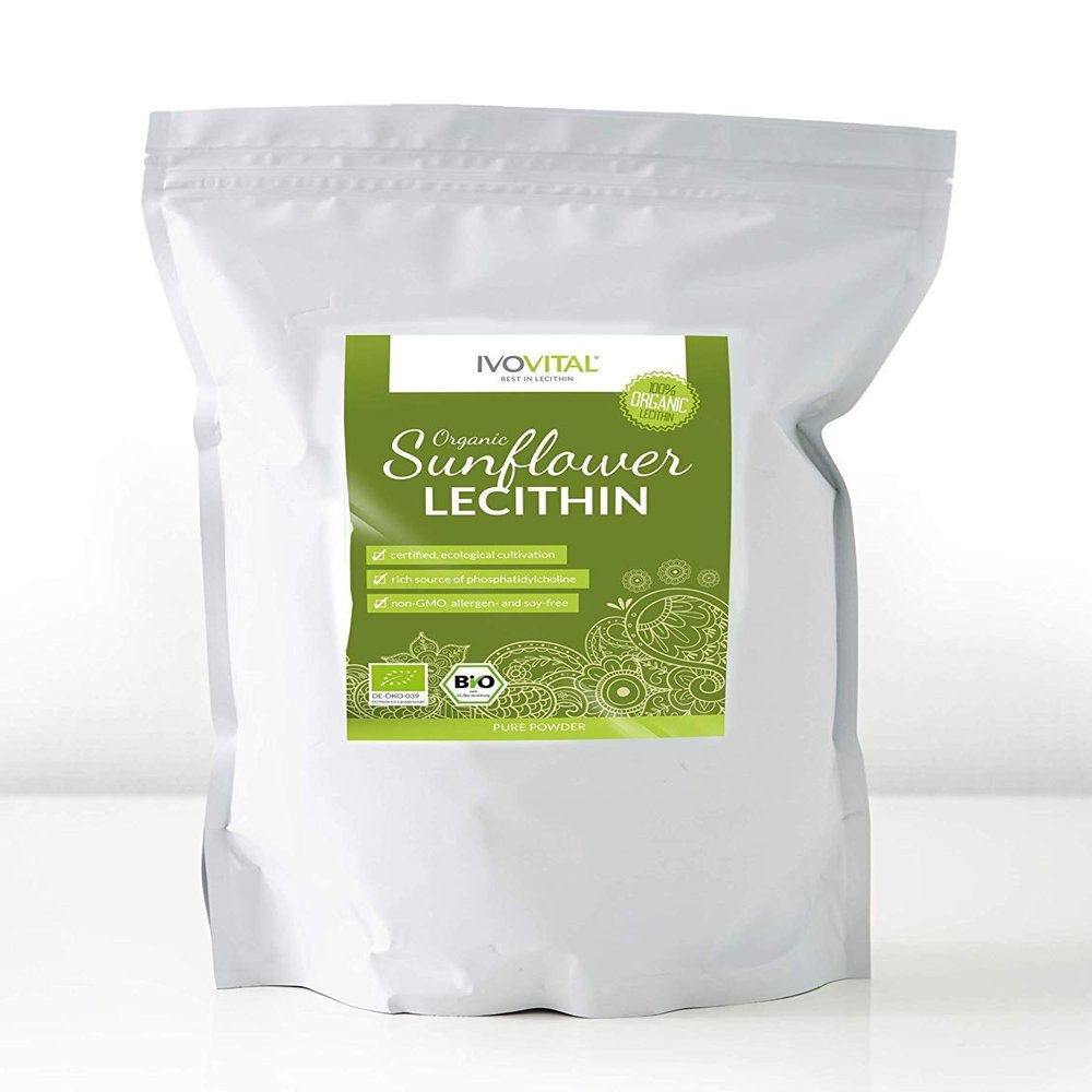 Organic Sunflower Lecithin Powder, IVOVITAL, Non-GMO and hexan Free (1200g)