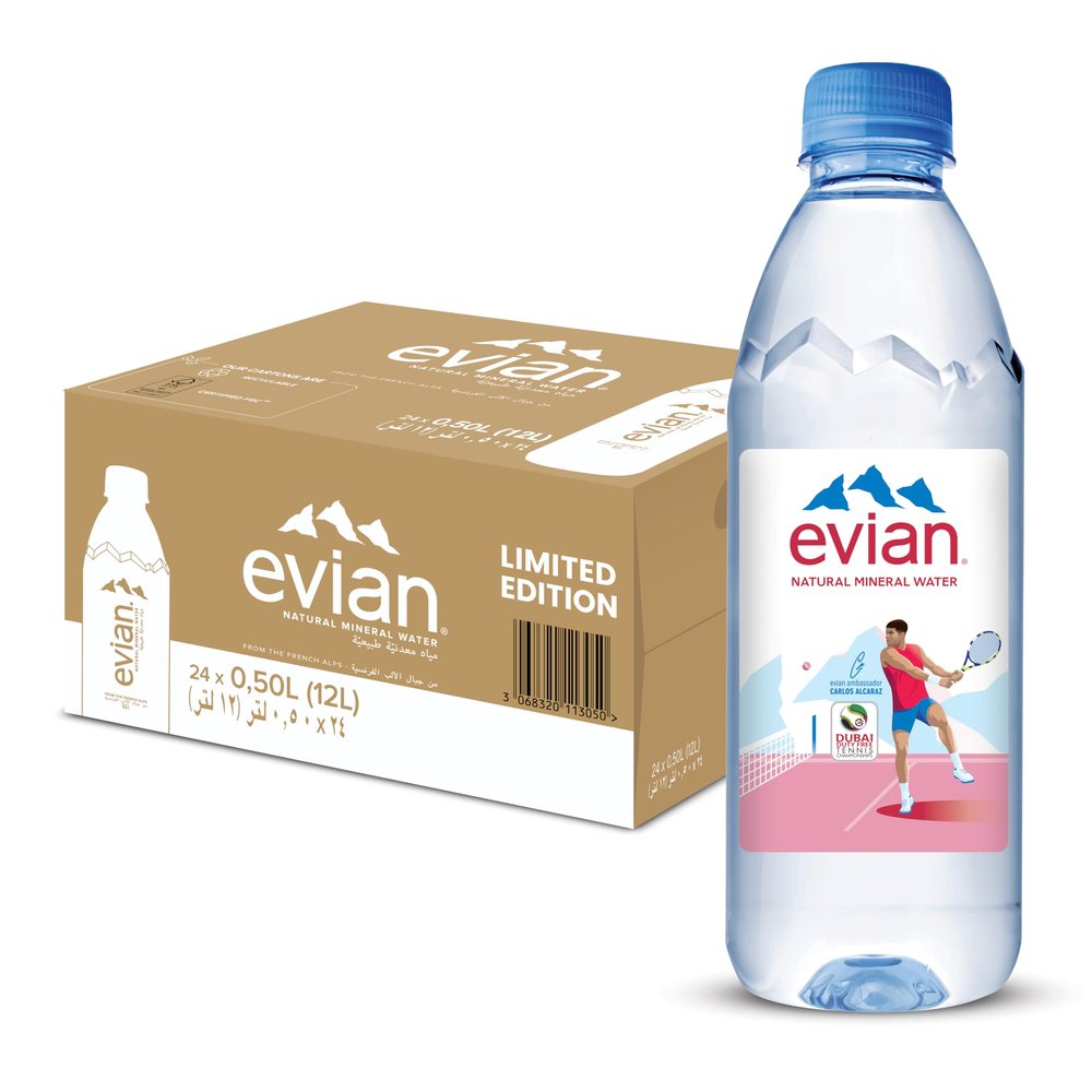 Evian Prestige Mineral Water 24 Bottles 500 ml