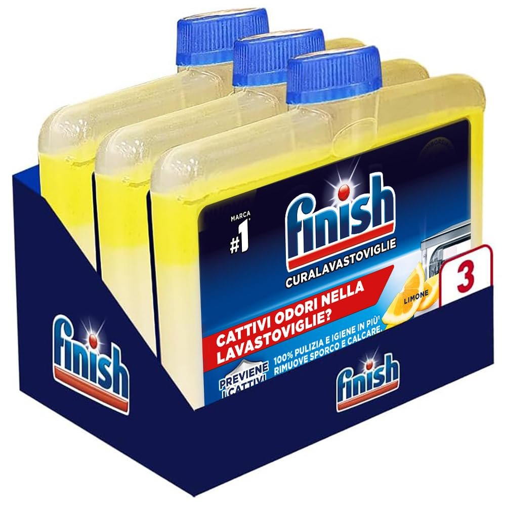 Finish Dishwasher Curalaviglie, Dishwasher Additive, 3 Products 250 ml, Lemon Wash Care