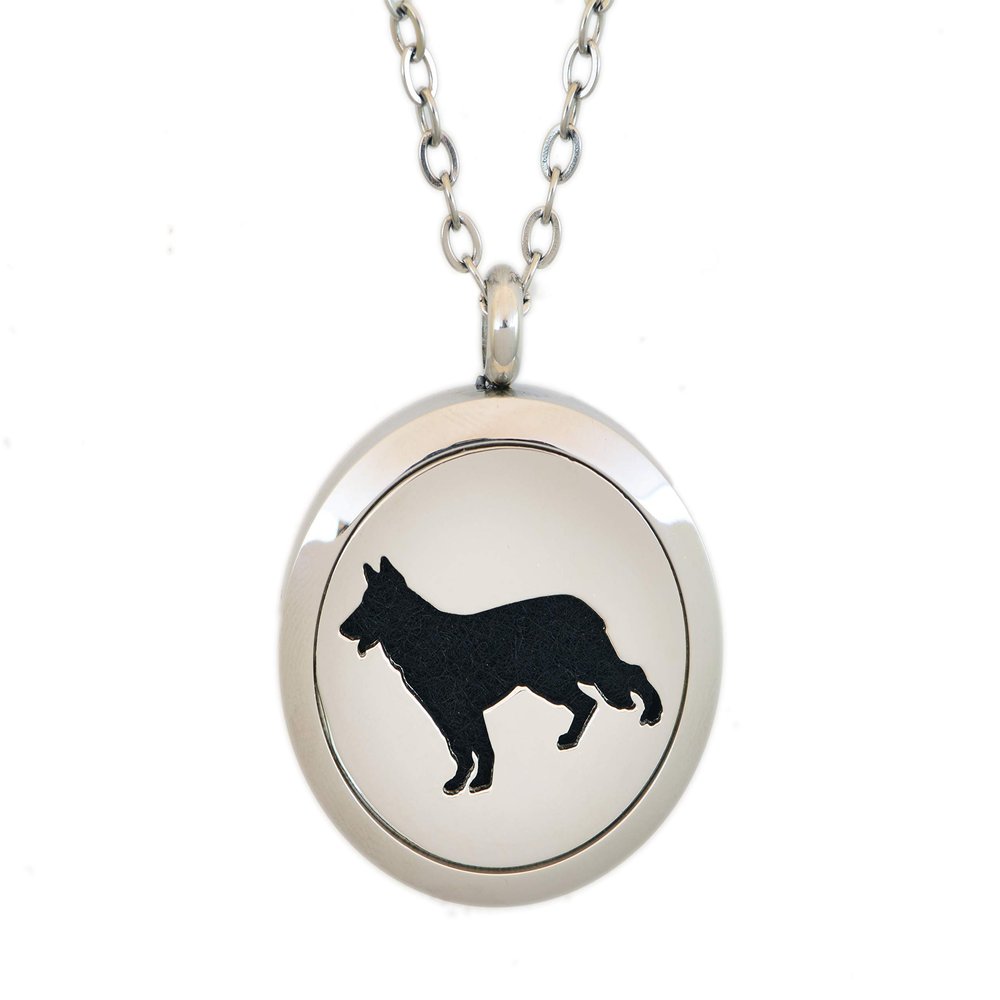 Aromatherapy Essential Oil Diffuser Stainless Steel Silver Magnetic Locket Pendant 2 Sizes Chain Necklace, Refill Pads & Diffuser Bracelet in a Velvet Bag, Stainless Steel
