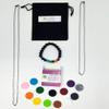 Aromatherapy Essential Oil Diffuser Stainless Steel Silver Magnetic Locket Pendant 2 Sizes Chain Necklace, Refill Pads & Diffuser Bracelet in a Velvet Bag, Stainless Steel view 3