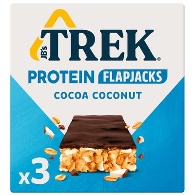 JB's TREK Protein Flapjack - Cocoa Coconut - Plant-based protein - Gluten Free - 3 x 50g bars - 150g