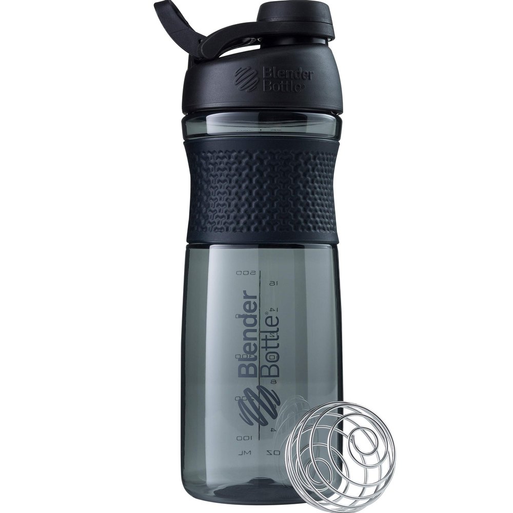 BlenderBottle Sportmixer | Protein Shaker cup | Diet Shaker | Water Bottle | with BlenderBall | 820ml - black/black