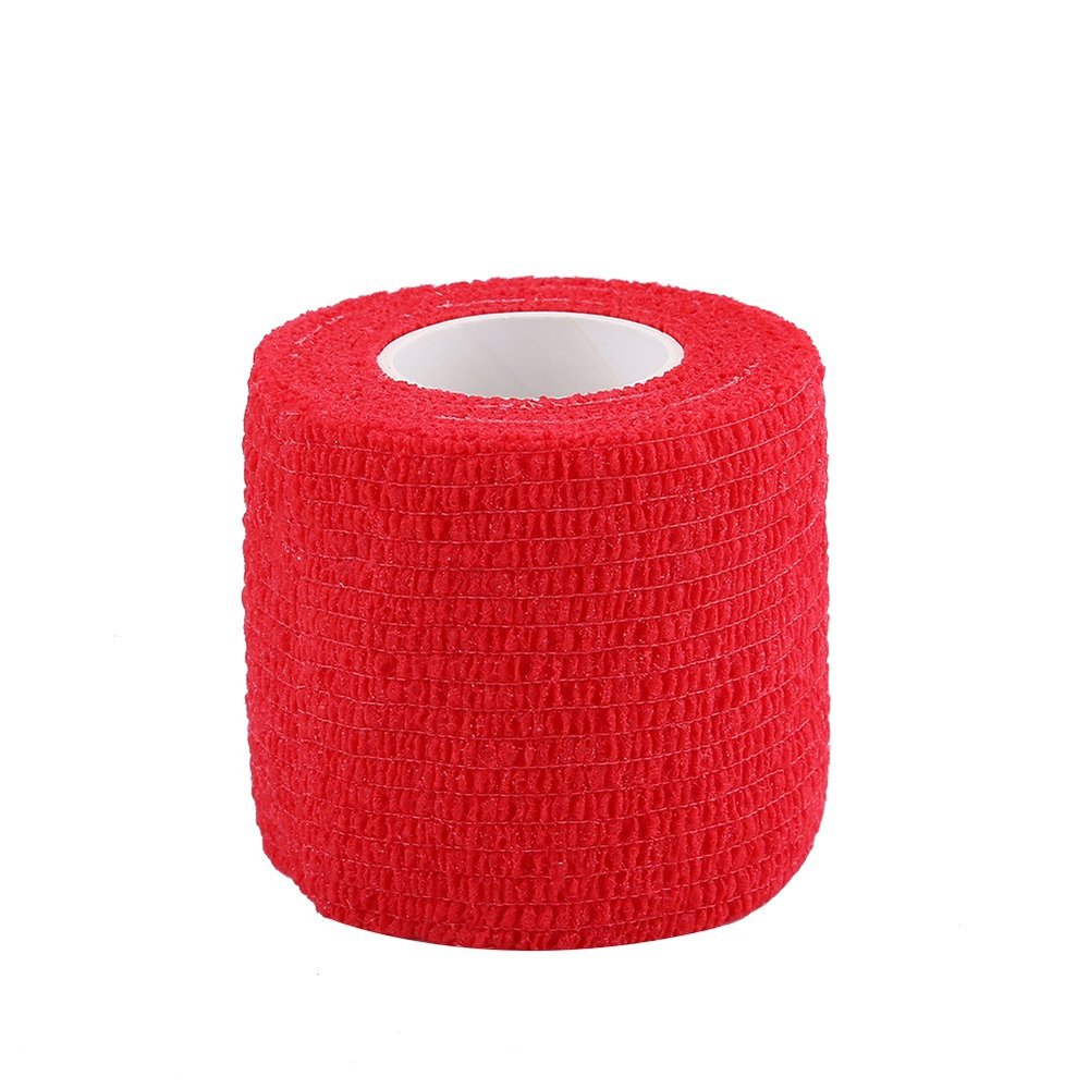 5 Rolls Self Adhesive Bandage, First Aid Waterproof Self-Adherent Wrap Rainbow Colors Tapes (red)