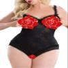 ALLureLove Plus Size Lingerie for Women Sexy One-Piece Teddy Valentine's Day Lingerie Bodysuit, Black, XXXXL view 1