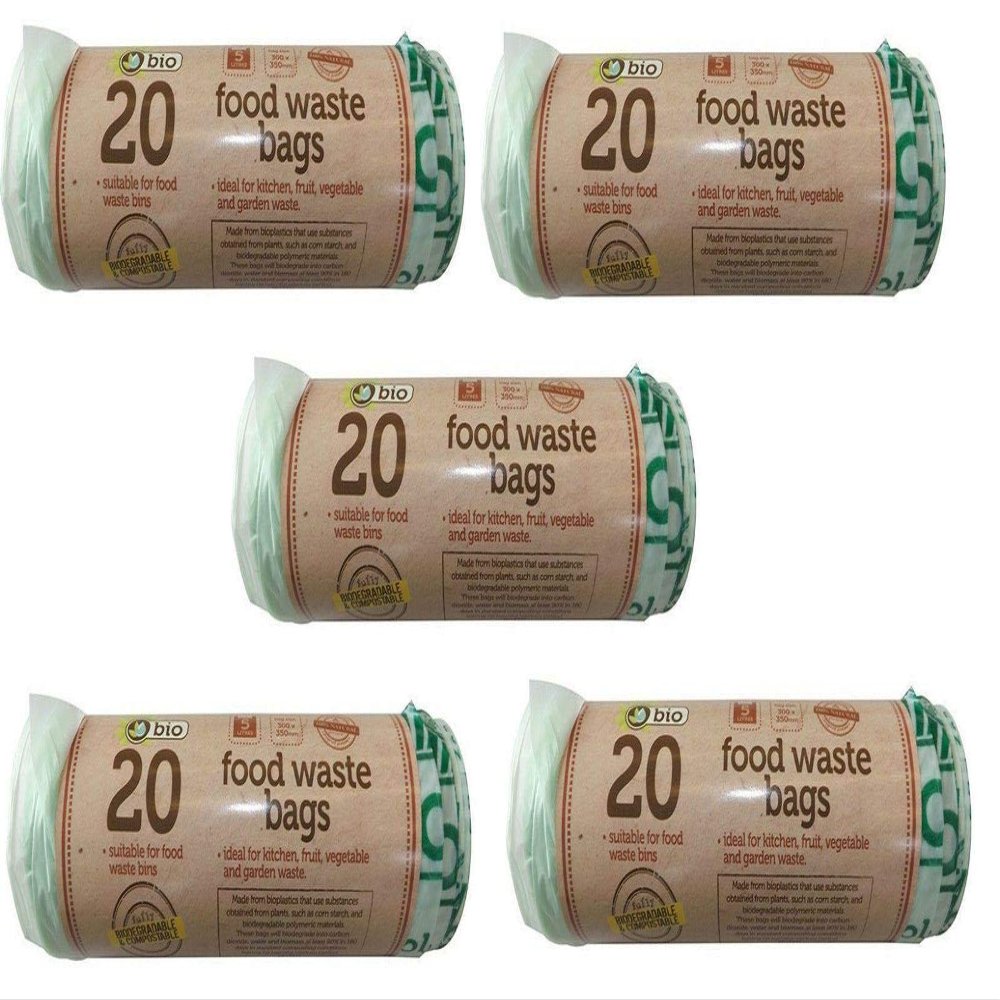 100 Bio-degradable Food Waste Bags Rubbish Compost Recycle Kitchen Veg Fruit