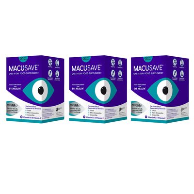 3 X 90 Pack - Macu-SAVE Food Supplement with Meso-Zeaxanthin/Lutein and Zeaxanthin.