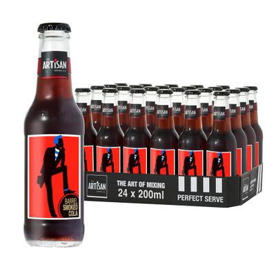 Barrel Smoked Cola by The Artisan Drinks Company - 200mlx24 Cola Bottles - Natural Ingredients - Classic Cola Taste with Cinnamon, Smoked Oakwood, Vanilla & Citrus - Rum Mixer, Bourbon Mixer
