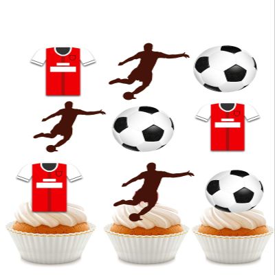 24 x Stand up red Football Shirt Style Cupcake Toppers Edible Wafer Card