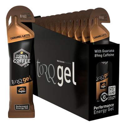 TORQ Running Gels with Electrolytes - 2:1 Maltodextrin: Fructose for Endurance Sports & Optimal Performance | Energy Gels for Running, Cycling & Marathons - 30g Carbs Per Gel | Caramel Latte 15