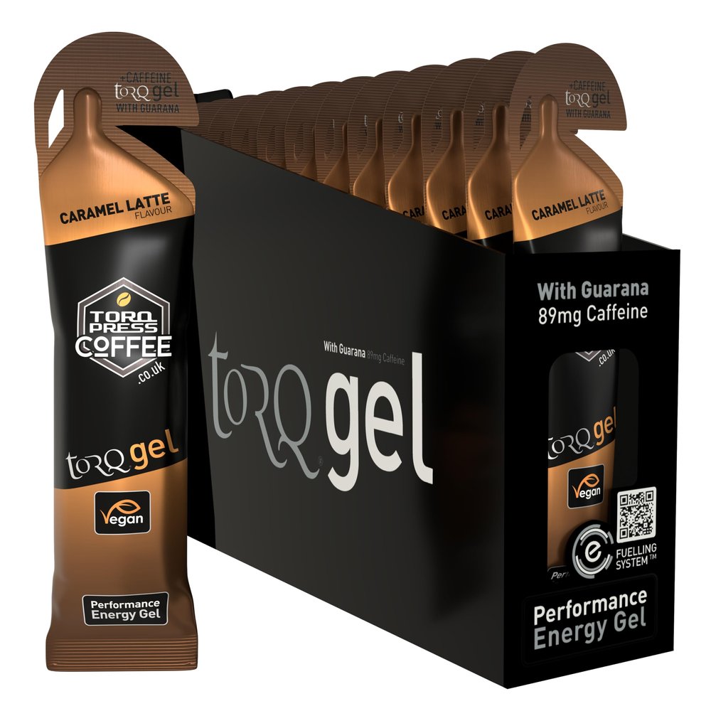 TORQ Running Gels with Electrolytes - 2:1 Maltodextrin: Fructose for Endurance Sports & Optimal Performance | Energy Gels for Running, Cycling & Marathons - 30g Carbs Per Gel | Caramel Latte 15