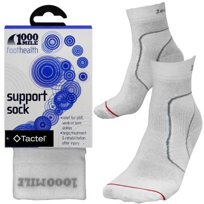 1000 Mile Tactel Mens White Foot Ankle Support Compression Tactel Socks X-Large (UK12-14) - 3 Pair