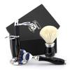 3 Piece Set Traditional Wet Shave Kit Featuring a Compatible 5 Edge Razor (Unbreakable Handle) & Pure White Badger Shaving Brush Complete with Double Stand - Gift Set for Any Shaving Enthusiast view 2