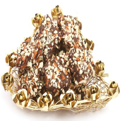 Ghasitaram Gifts Diwali Gifts Diwali Chocolates - Mesh Heart English Chocolate Brittles Tray
