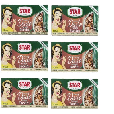 6X Star dadi Porcini Mushroom Stock Cubes 100 g (Pack of 6)