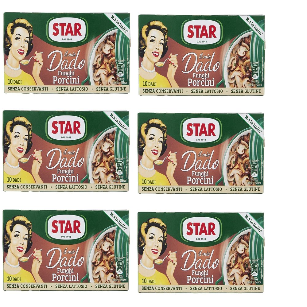 6X Star dadi Porcini Mushroom Stock Cubes 100 g (Pack of 6)