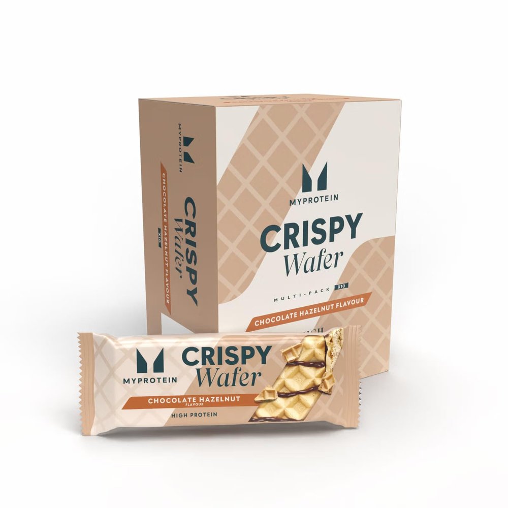 MyProtein High-Protein Wafers - Chocolate & Hazelnut - 10 Packs, 15g Protein Snack, Low Sugar & Low Fat, Muscle Building Protein Bar, Fitness-Friendly Treat