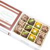 Ghasitaram Gifts Diwali Gifts Sweets - Kesar Pista Delight, Dates and English Brittle Chocolates in White Box, 300g view 1