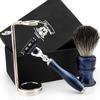 3 Piece Shaving Set Featuring Synthetic Black Badger Shaving Brush & Triple Edge Compatible Razor (Luxury Handle) + Steel Dual Stand Special Collection Limited Edition view 1