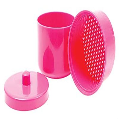 Denture Case, Plastic Box, Orthodontic Retainer Bath, Dental Orthodontic Mouth Guard Storage Container Holder with Strainer (Pink)