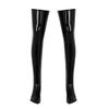 Alvivi Men's Patent Leather Thigh High Footed Stockings Clubwear Cosplay Costume Accessory Black L view 1