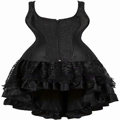 jutrisujo Corset Dress Sexy Skirt Set Gothic Outfits Costume Basquesr Victorian Black 3XL