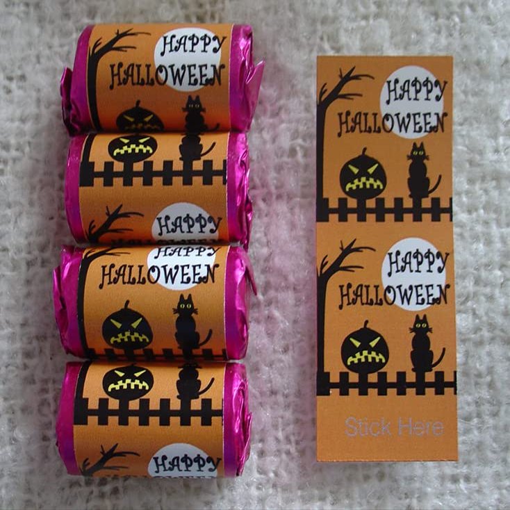 50 Happy Halloween MINI Love Hearts Sweets - Pumpkin CAT