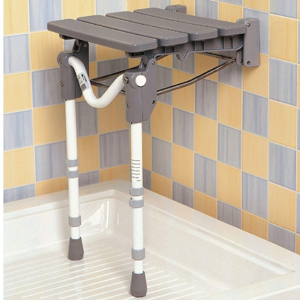 Homecraft Tooting Slatted Shower Seat, Ergonomic Shower Stool for Elderly, Disabled, and Handicapped, Bathroom Aid for Bathing and Personal Hygiene, Slatted Seat for Drainage, Corrosion Resistant