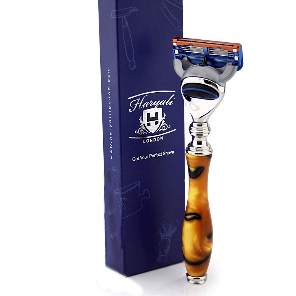 5 Edge Cartridge Compatible Razors - Luxury Grip - New Special Edition - Amber & Black