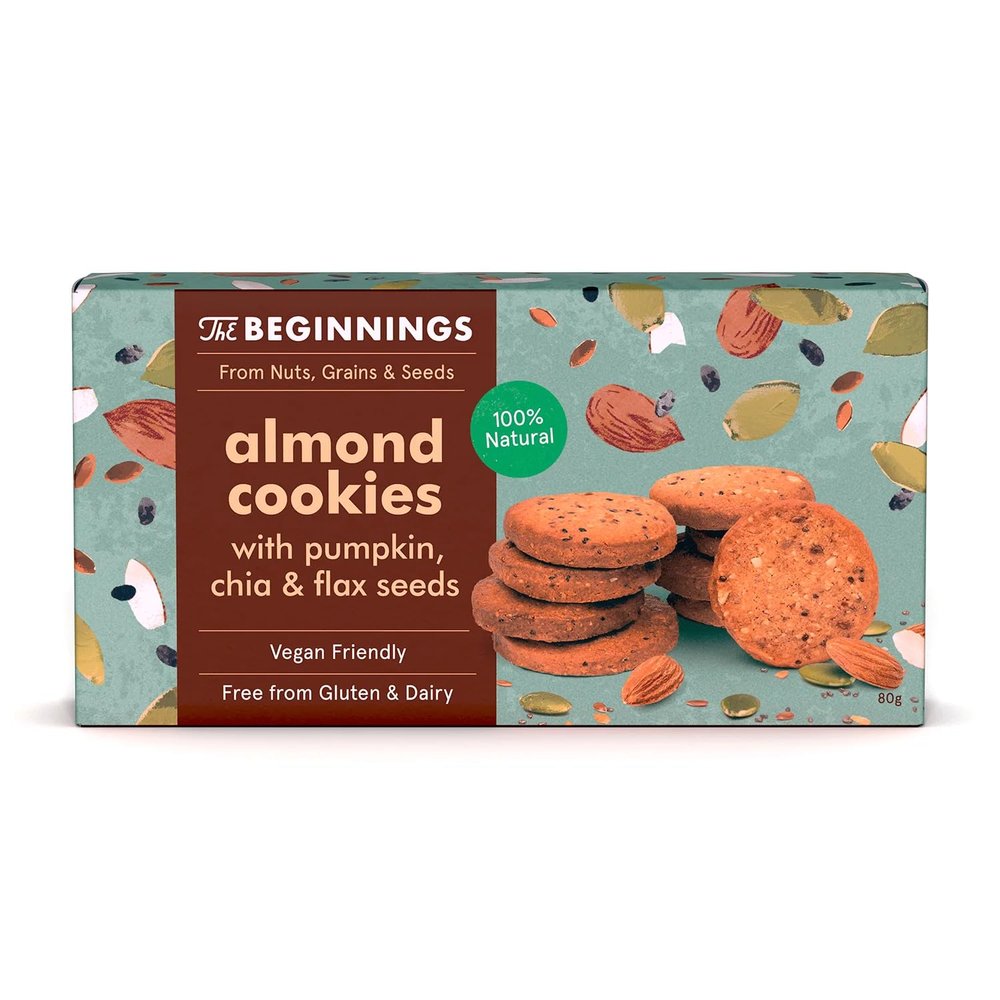 The Beginnings Almond Seed Cookies Gluten Free Snacks Vegan Snacks Dairy Free Gluten Free 80g Box